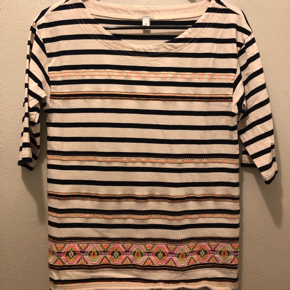 J Crew Tribal/Striped Top Size XS
